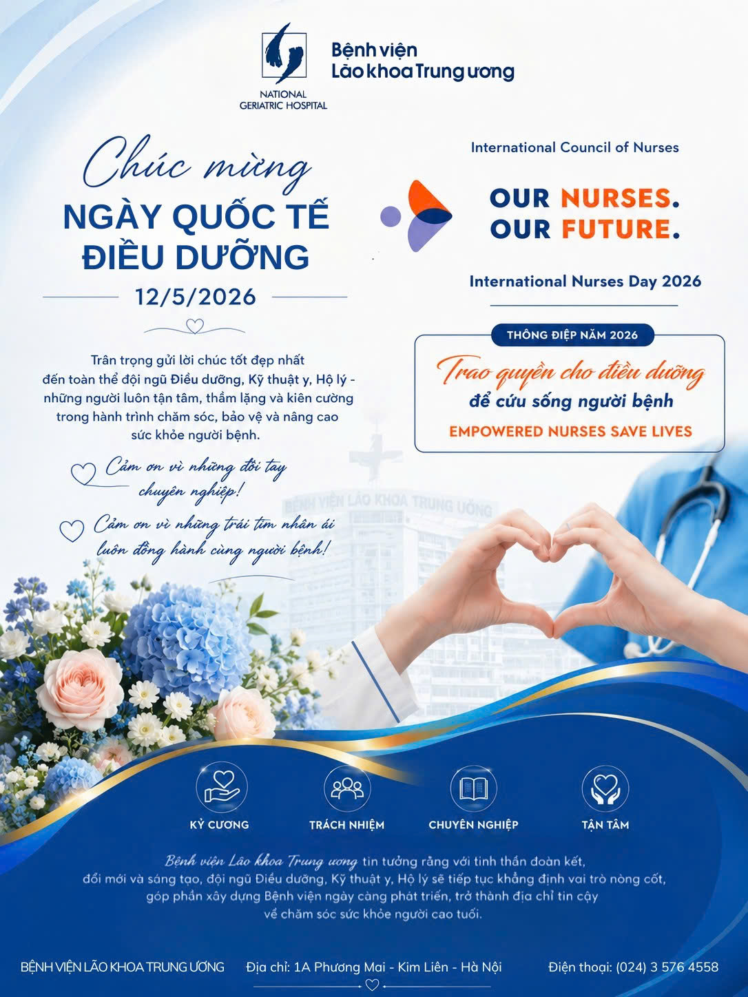 CHÀO MỪNG NGÀY QUỐC TẾ ĐIỀU DƯỠNG 12/5/2026 PHÁT ĐỘNG HỘI THI “SÁNG KIẾN CẢI TIẾN CHẤT LƯỢNG TRONG CÔNG TÁC ĐIỀU DƯỠNG, KỸ THUẬT Y, HỘ LÝ” NĂM 2026