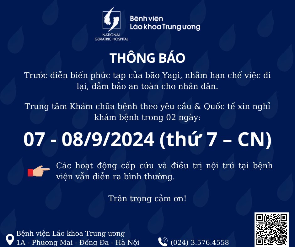 THÔNG BÁO NGHỈ KHÁM BỆNH TẠI TRUNG TÂM KHÁM BỆNH THEO YÊU CẦU & QUỐC TẾ